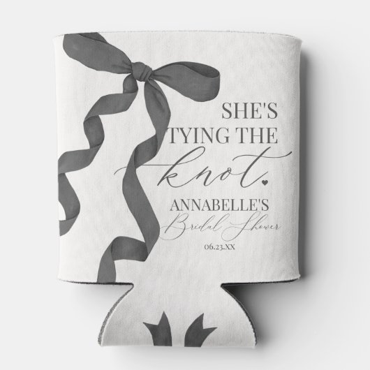 Black Bow Tying the Knot Vrijgezellenfeest Favors Blikjeskoeler (Achterkant)