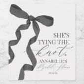 Black Bow Tying the Knot Vrijgezellenfeest Favors Wijn Etiket (Enkel label)