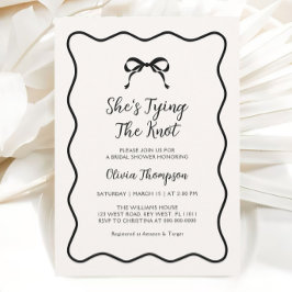 Black Bow Tying the Knot Vrijgezellenfeest Kaart