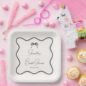 Black Bow Tying the Knot Vrijgezellenfeest Papieren Bordje (Feest)