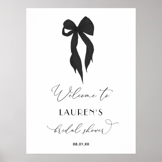 Black Bow Tying The Knot Vrijgezellenfeest Welkom Poster (Voorkant)