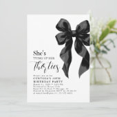 Black Bow Tying Up Her Thirties 40Th Birthday Kaart (Staand voorkant)