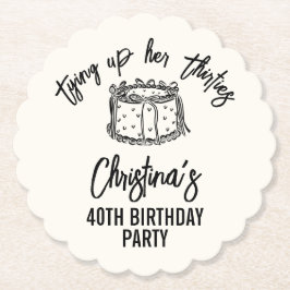 Black Bow Tying Up Her Thirties 40th Birthday Kartonnen Onderzetters