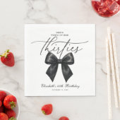 Black Bow Tying Up Her Thirties 40th Birthday Servet (Insitu)