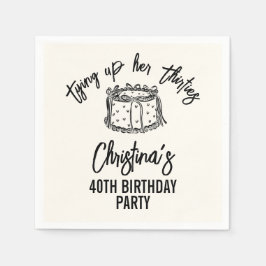 Black Bow Tying Up Her Thirties 40th Birthday Servet