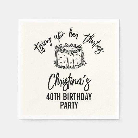 Black Bow Tying Up Her Thirties 40th Birthday Servet (Voorkant)