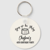 Black Bow Tying Up Her Thirties 40th Birthday Sleutelhanger (Achterkant)