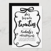 Black Bow Tying Up Her Twenties 30Th Birthday Kaart (Voorkant / Achterkant)