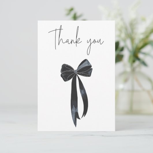 Black Bow Verjaardag Bedankkaart (Staand voorkant)