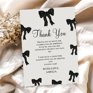 Black Bow Verjaardag Bedankt Card