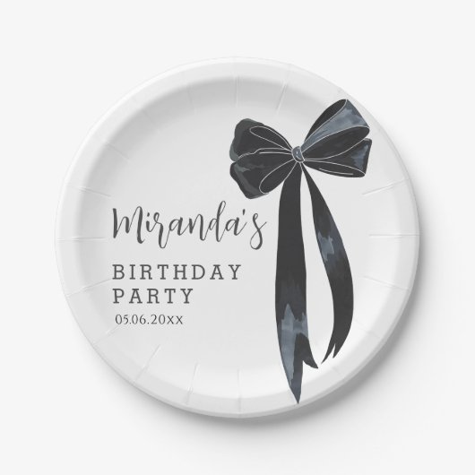 Black Bow verjaardagsfeestje Papieren Bordje (Voorkant)