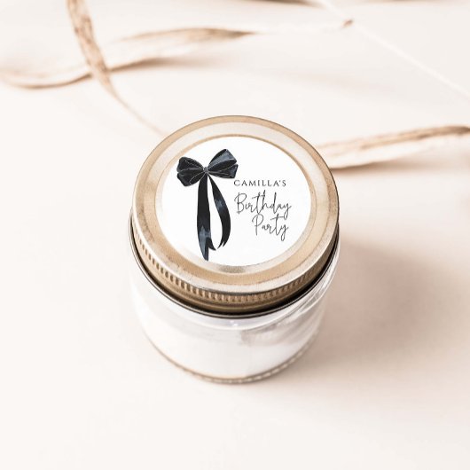 Black Bow verjaardagsfeestje Ronde Sticker