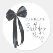 Black Bow verjaardagsfeestje Ronde Sticker (Voorkant)