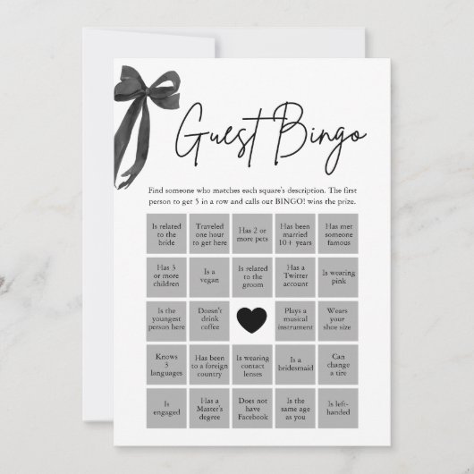Black Bow Vind het Gast Bingo Vrijgezellenfeest Sp Kaart (Voorkant)
