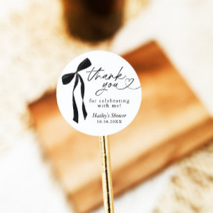 Black Bow Vrijgezellenfeest Dank u, gunst Tags Ronde Sticker
