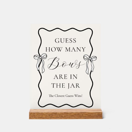 Black Bow Vrijgezellenfeest Raad eens hoeveel boge Acryl Bord (Voorkant)