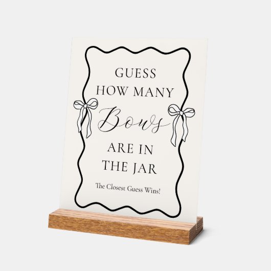 Black Bow Vrijgezellenfeest Raad eens hoeveel boge Acryl Bord (Hoek)