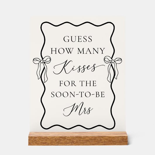 Black Bow Vrijgezellenfeest Raad eens hoeveel kuss Acryl Bord