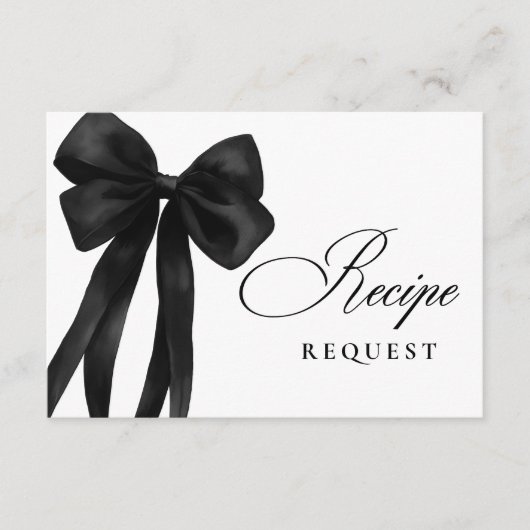 Black Bow Vrijgezellenfeest Recept Aanvraag Informatiekaartje (Voorkant)