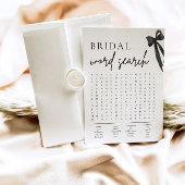Black Bow Vrijgezellenfeest Word Search spel Kaart