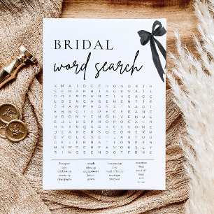 Black Bow Vrijgezellenfeest Word Search spel Kaart
