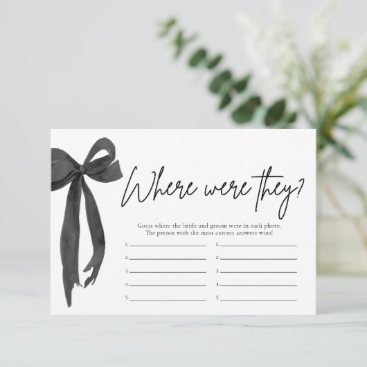 Black Bow, waar waren ze Vrijgezellenfeest spel Kaart (Staand voorkant)
