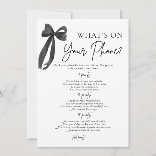 Black Bow Wat is er op uw telefoon Vrijgezellenfee Kaart (Voorkant)