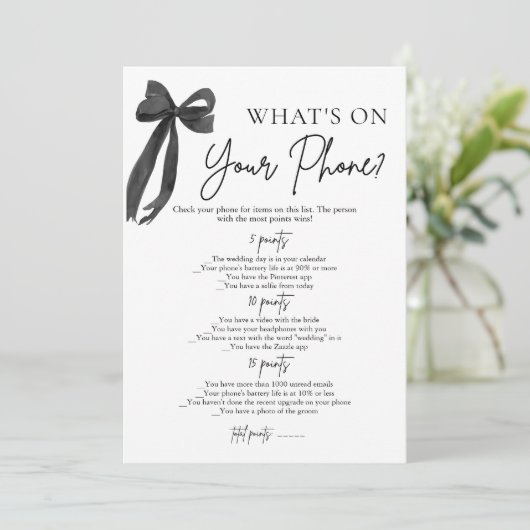 Black Bow Wat is er op uw telefoon Vrijgezellenfee Kaart (Staand voorkant)