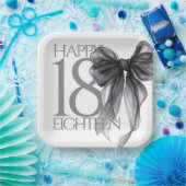 Black Bow Waterverf 18e verjaardag Papieren Bordje (Feest)
