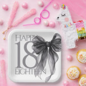 Black Bow Waterverf 18e verjaardag Papieren Bordje (Feest)