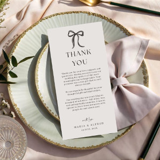 Black Bow Wedding Thank You Card QR Code Bedankkaart