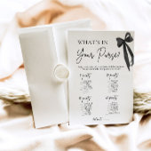 Black Bow What's In Your Purse Bruiloftsspel Kaart