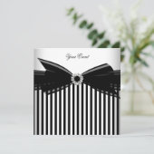 Black Bow White Stripe Party voor alle gelegenhede Kaart (Staand voorkant)