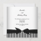 Black Bow White Stripe Party voor alle gelegenhede Kaart (Achterkant)