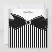 Black Bow White Stripe Party voor alle gelegenhede Kaart (Voorkant)