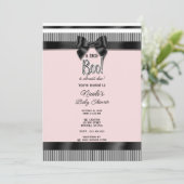 Black Bow Wit Roze Halloween Baby shower Kaart (Staand voorkant)