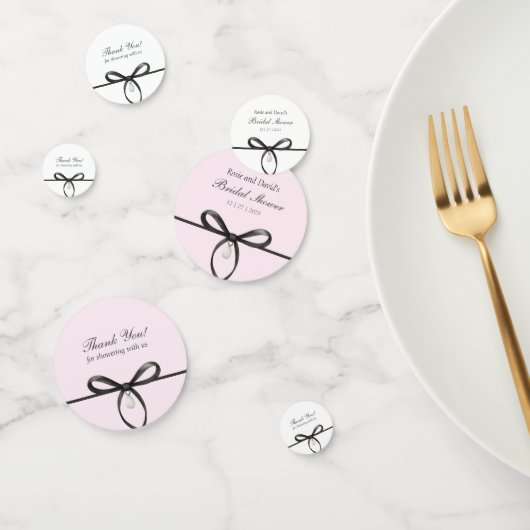 Black Bow With Pearl Old Money Bridal Shower Confetti (Groep)
