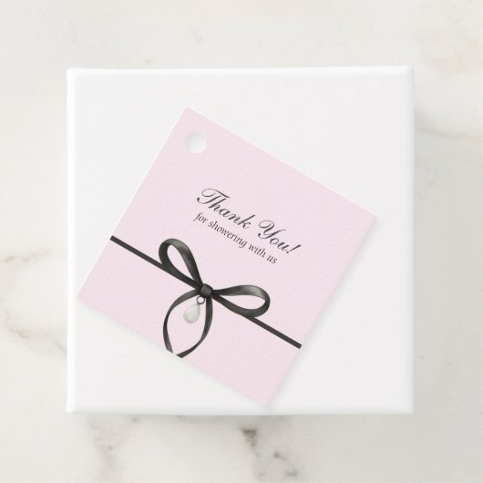 Black Bow With Pearl Old Money Bridal Thank You Bedankjes Labels (In situ)