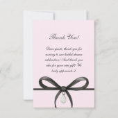 Black Bow With Pearl Old Money Style Bridal Shower Bedankkaart (Voorkant)