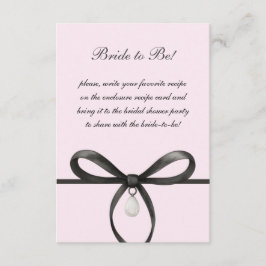 Black Bow With Pearl Old Money Style Bridal Shower Informatiekaartje