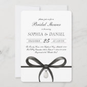 Black Bow With Pearl Old Money Style Bridal Shower Kaart (Voorkant)