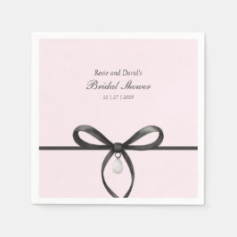 Black Bow With Pearl Old Money Style Bridal Shower Servet