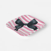 Black Bow with Pink White Stripe Birthday Papieren Bordje (Gebogen)