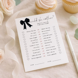 Black Bow Would She Rather Bridal Shower Game Card Kaart