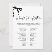 Black Bow Would She Rather Bridal Shower Game Kaart (Voorkant)