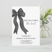 Black Bow Ze binden de knoop verlovingsfeest Kaart (Staand voorkant)