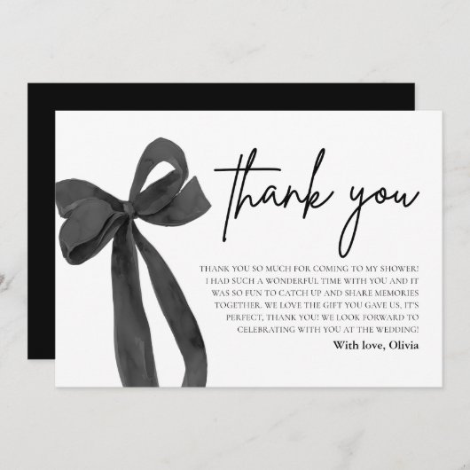 Black Bow Ze bindt de knoop aan de bedankkaart Kaart (Voorkant / Achterkant)