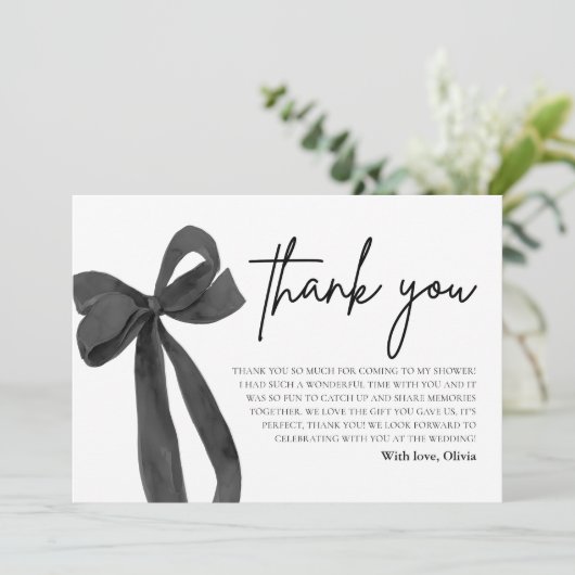Black Bow Ze bindt de knoop aan de bedankkaart Kaart (Staand voorkant)