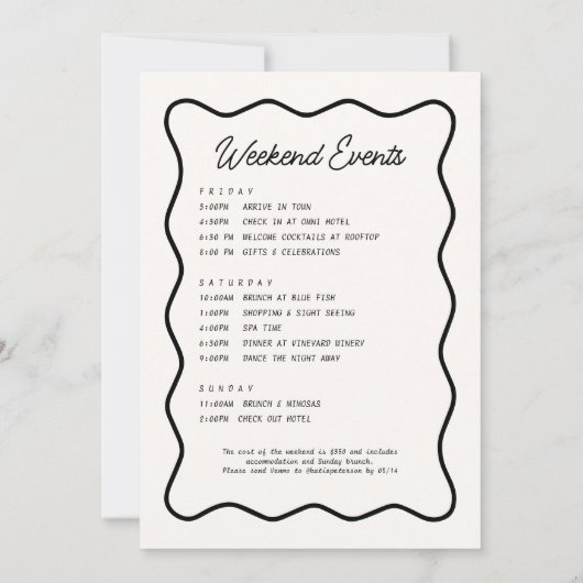 Black Bow Ze bindt de knoop Bachelorette Party Kaart (Achterkant)