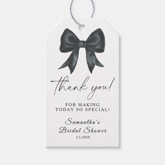 Black Bow Ze bindt de knoop Bruids Dank u Cadeaulabel (Voorkant)